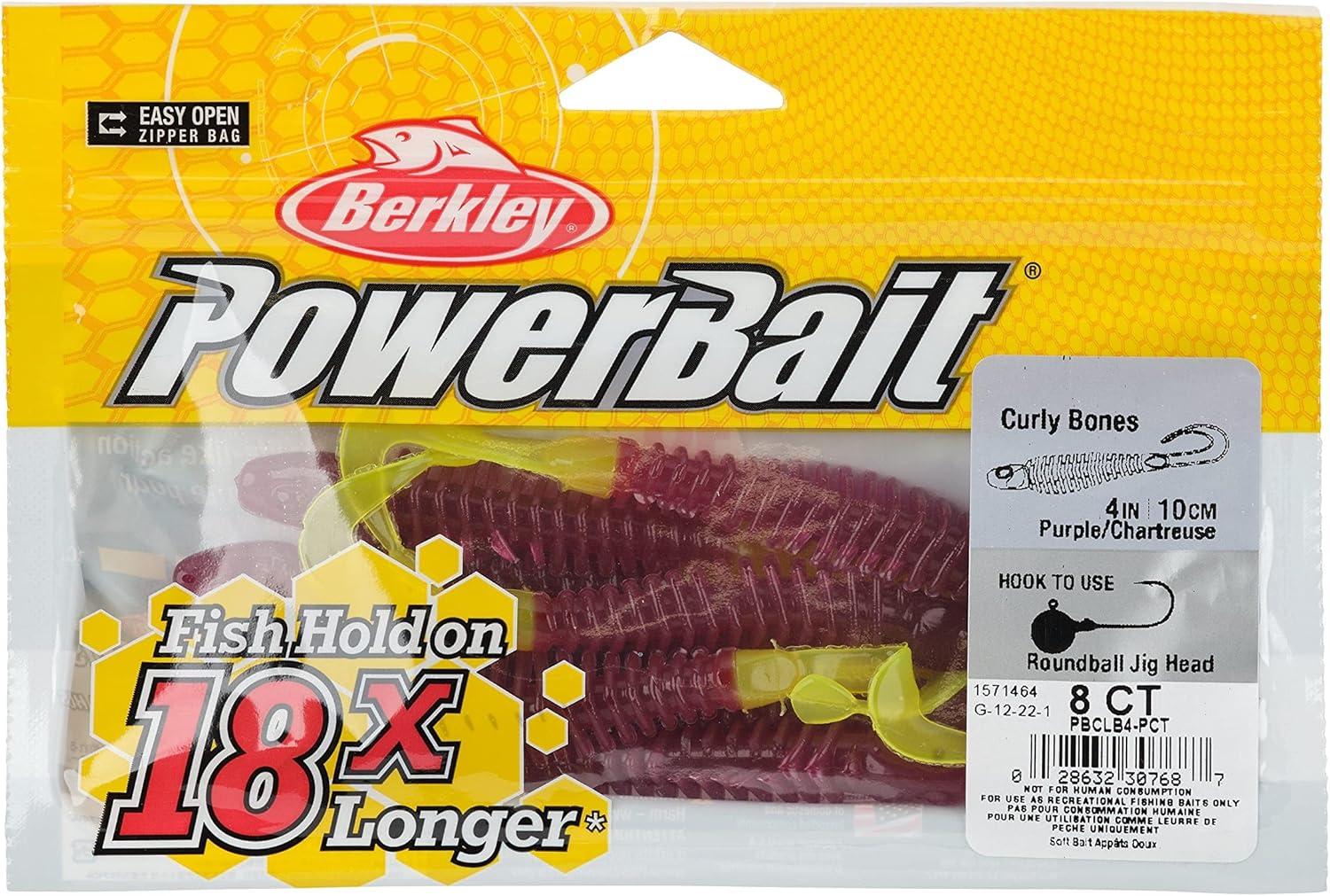 imageBerkley PowerBait Curly Bones Fishing Soft BaitPurpleChartreuse