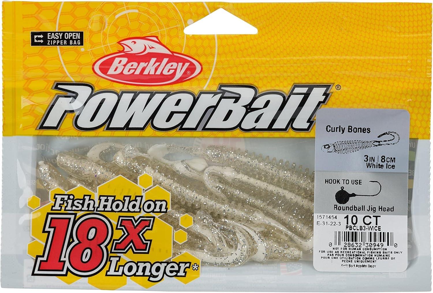 imageBerkley PowerBait Curly Bones Fishing Soft BaitWhite Ice