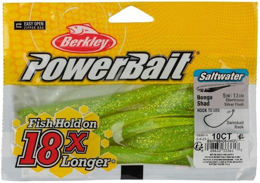 imageBerkley PowerBait Saltwater Bonga Shad Fishing Soft BaitChartreuse Silver Flash