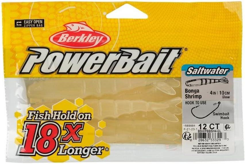 imageBerkley PowerBait Saltwater Bonga Shrimp Fishing Soft Bait Irresistible Scent and Flavor Realistic Shrimp Profile and Action Perfect for Redfish Trout Snook and MoreGlow