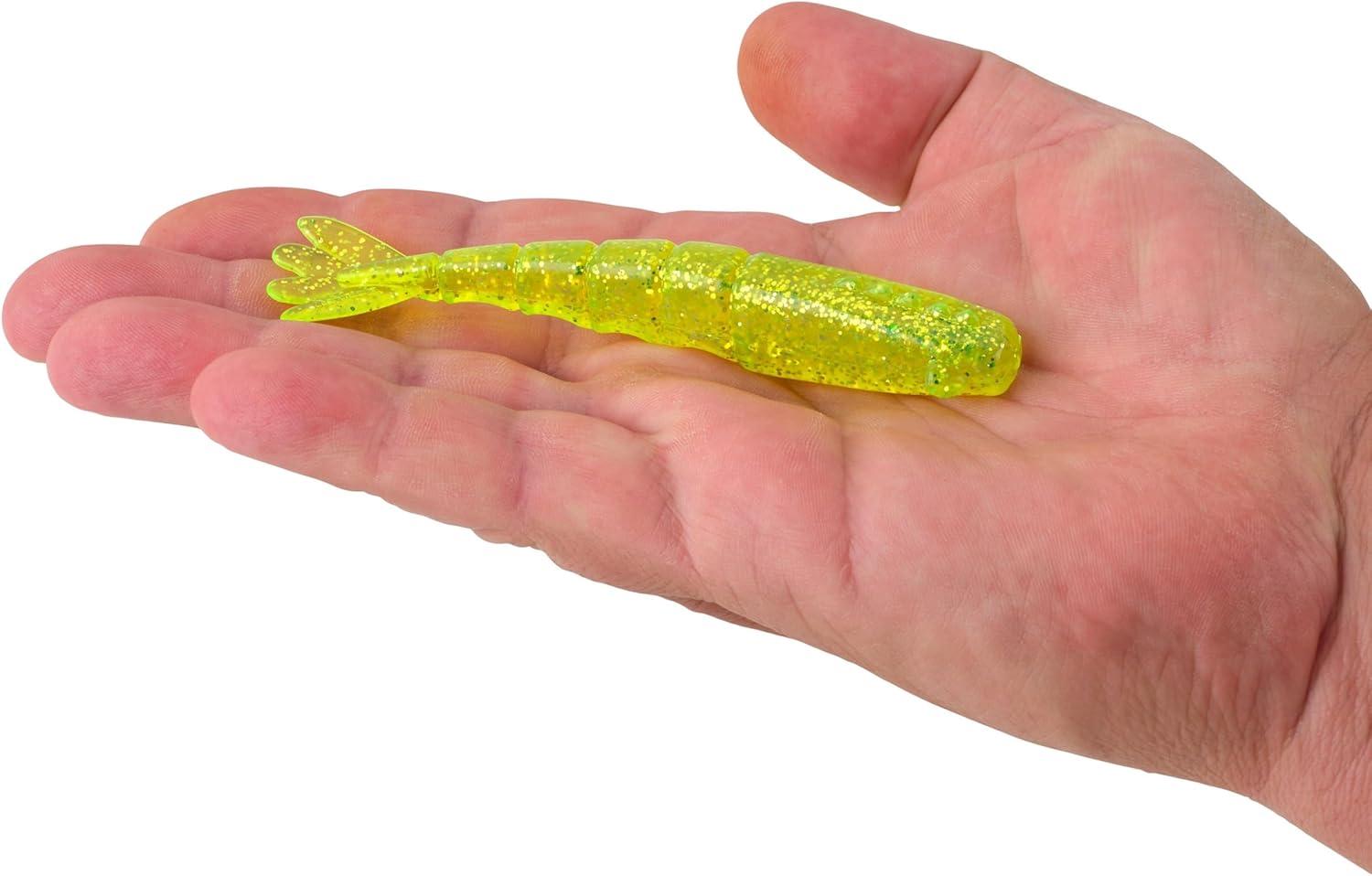 imageBerkley PowerBait Saltwater Bonga Shrimp Fishing Soft Bait Irresistible Scent and Flavor Realistic Shrimp Profile and Action Perfect for Redfish Trout Snook and MoreChartreuse Silver Flash