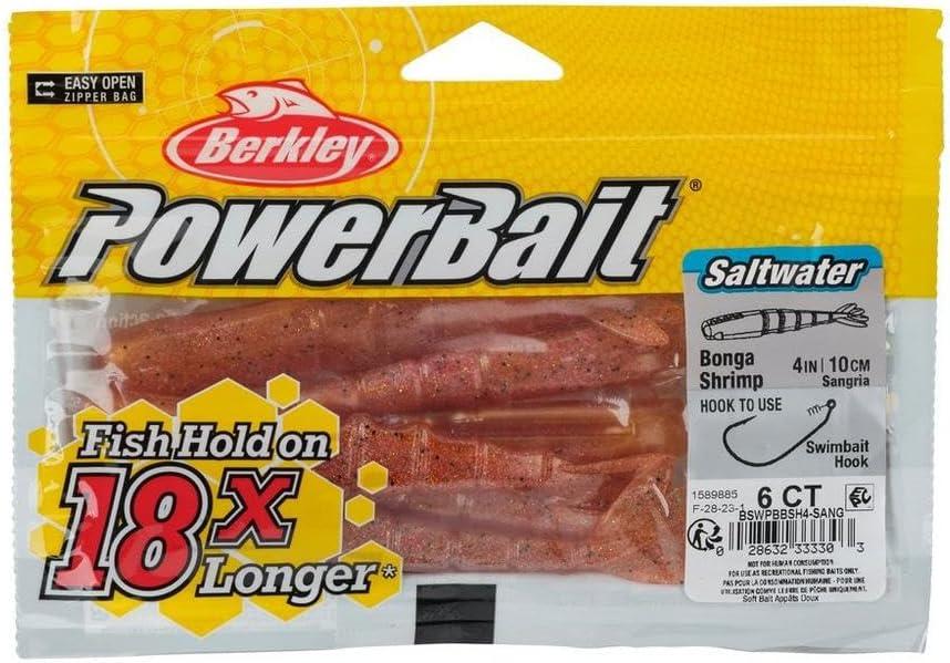 imageBerkley PowerBait Saltwater Bonga Shrimp Fishing Soft Bait Irresistible Scent and Flavor Realistic Shrimp Profile and Action Perfect for Redfish Trout Snook and MoreSangria