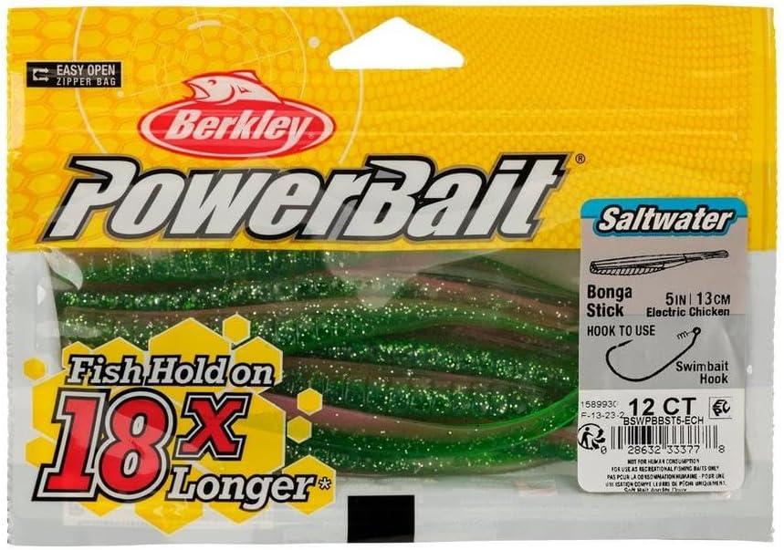 imageBerkley PowerBait Saltwater Bonga Stick Fishing Soft Bait Irresistible Scent and Flavor Ideal for Bass Redfish Trout and MoreElectric Chicken