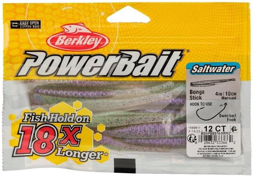 imageBerkley PowerBait Saltwater Bonga Stick Fishing Soft Bait Irresistible Scent and Flavor Ideal for Bass Redfish Trout and MoreMermaid