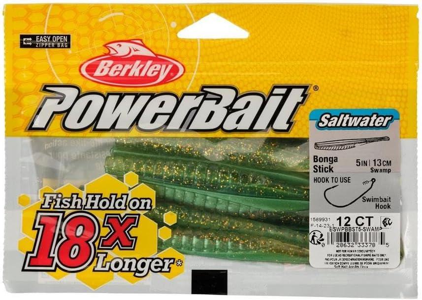 imageBerkley PowerBait Saltwater Bonga Stick Fishing Soft Bait Irresistible Scent and Flavor Ideal for Bass Redfish Trout and MoreSwamp