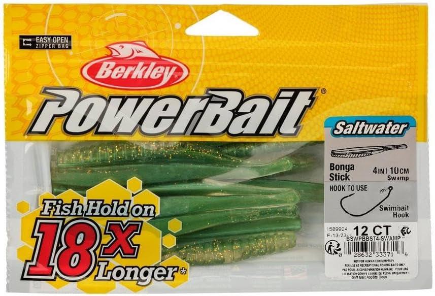 imageBerkley PowerBait Saltwater Bonga Stick Fishing Soft Bait Irresistible Scent and Flavor Ideal for Bass Redfish Trout and MoreSwamp