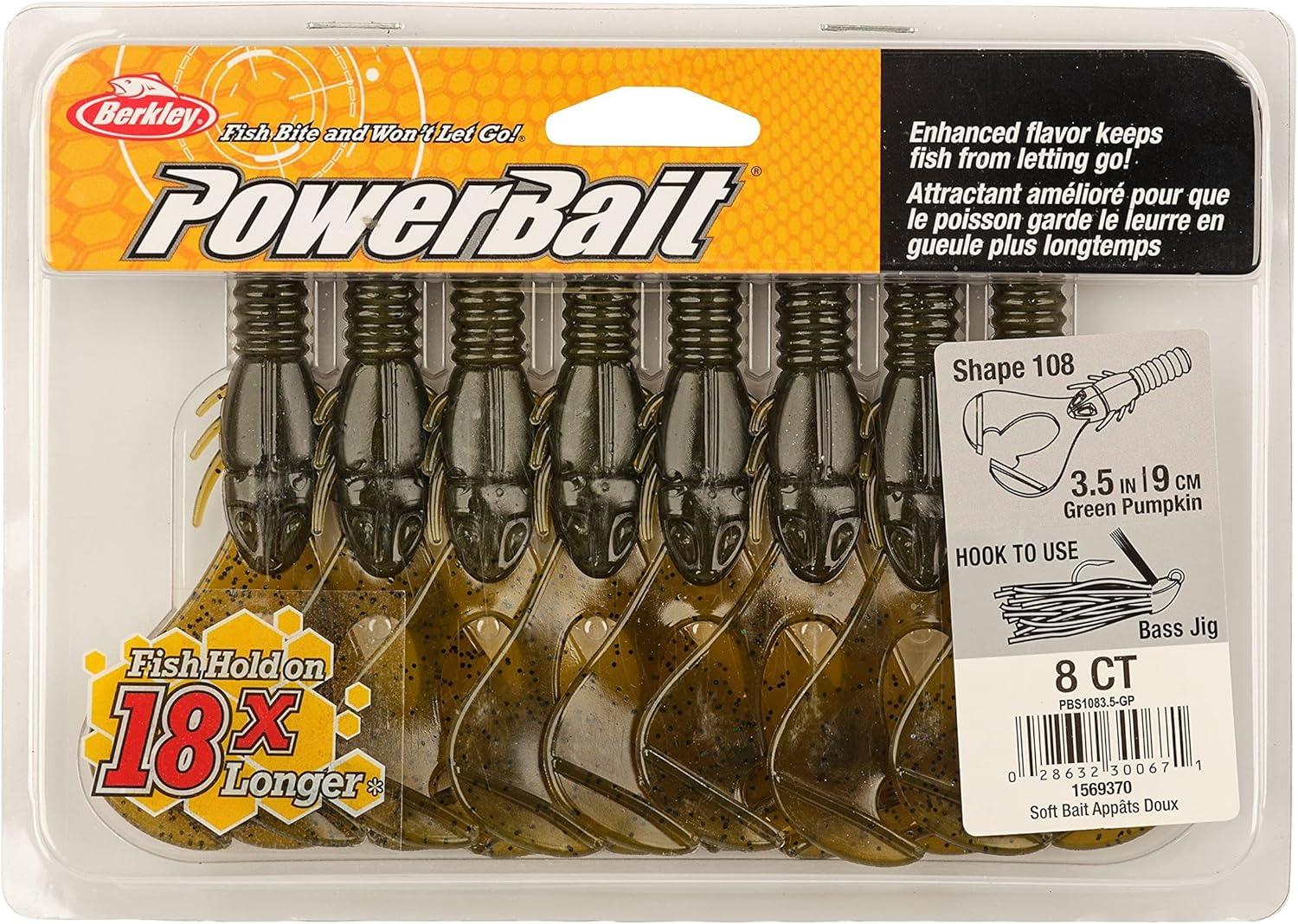 imageBerkley PowerBait Shape 108 Fishing Soft BaitGreen Pumpkin