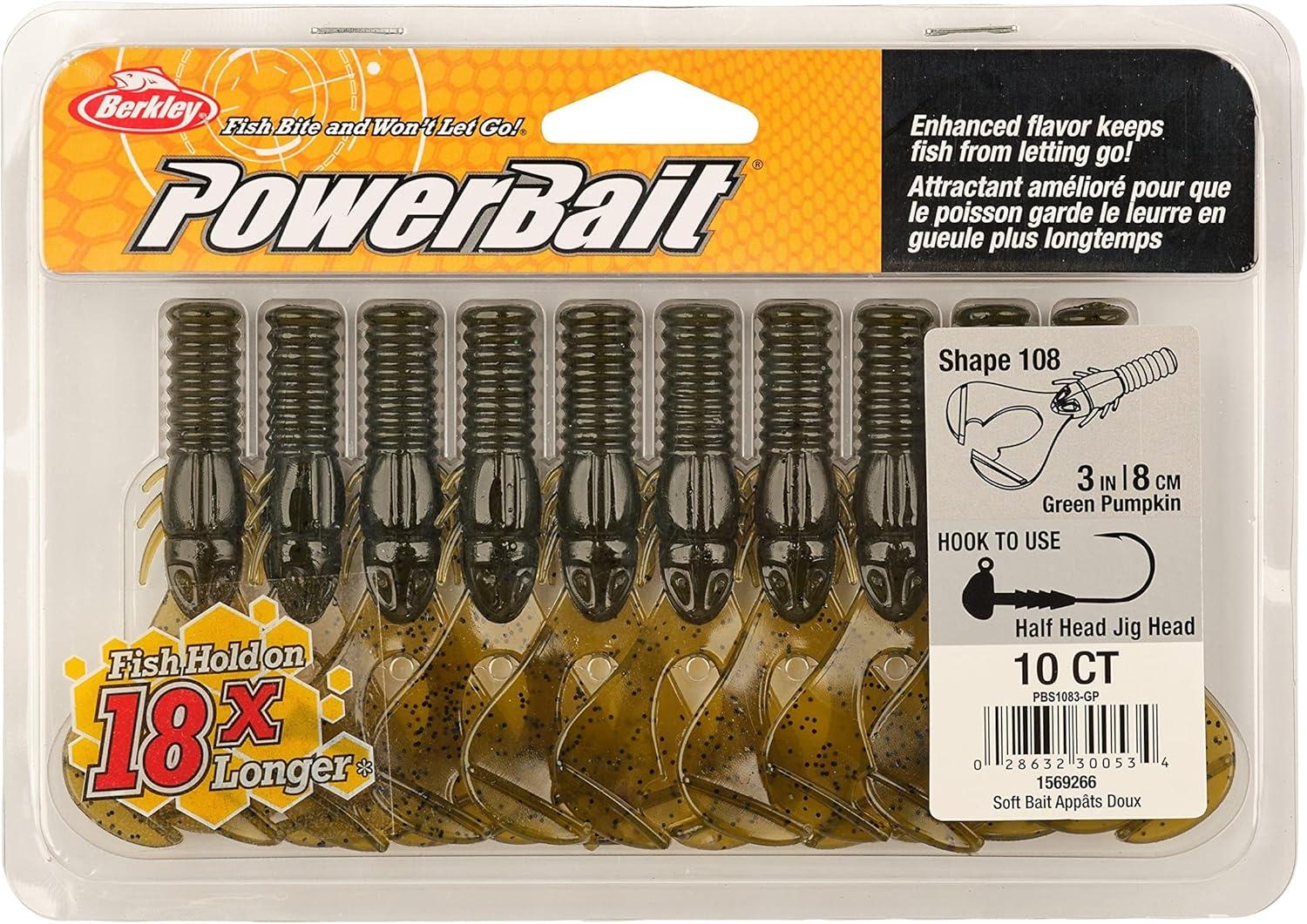 imageBerkley PowerBait Shape 108 Fishing Soft BaitGreen Pumpkin