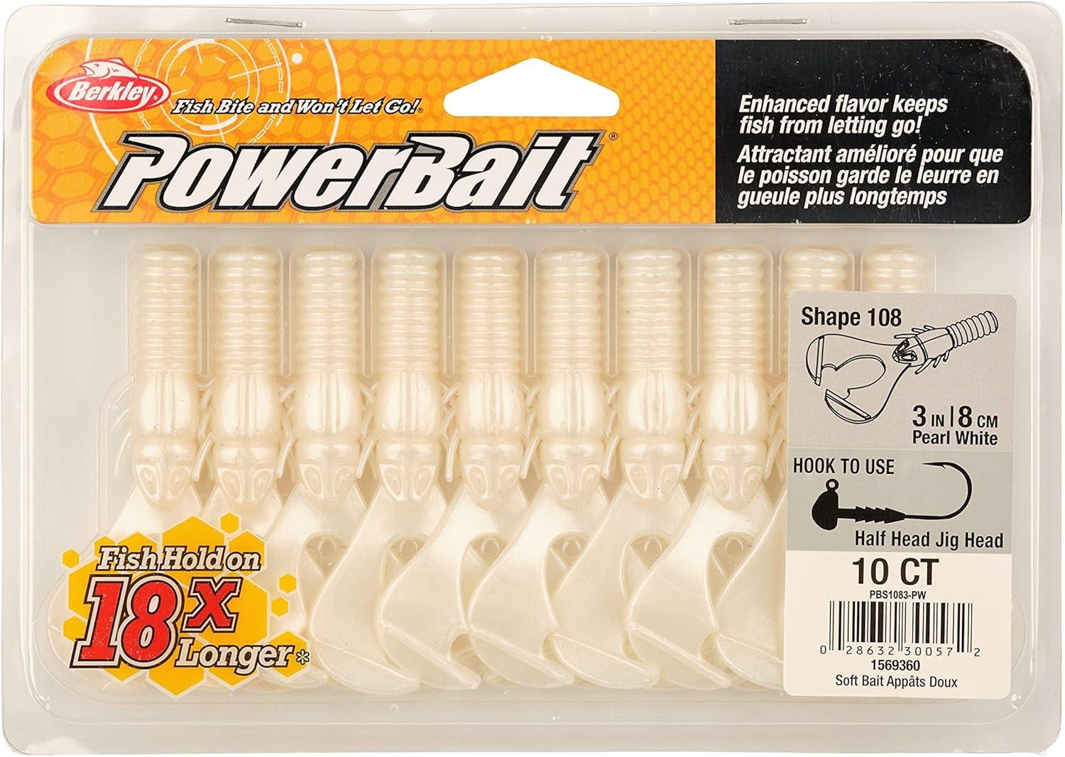 imageBerkley PowerBait Shape 108 Fishing Soft BaitPearl White