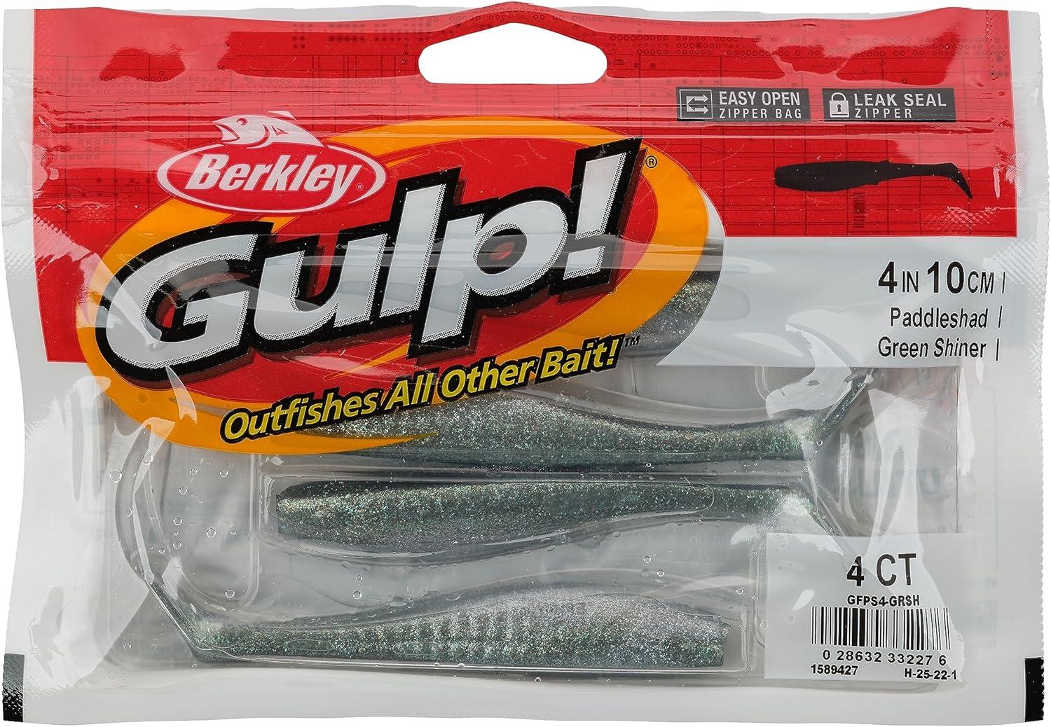 imageBerkley Gulp Paddleshad Fishing Bait Green Shiner 4in Extreme Scent Dispersion Realistic Baitfish Profile Ideal for Bass Trout Walleye Pike and More
