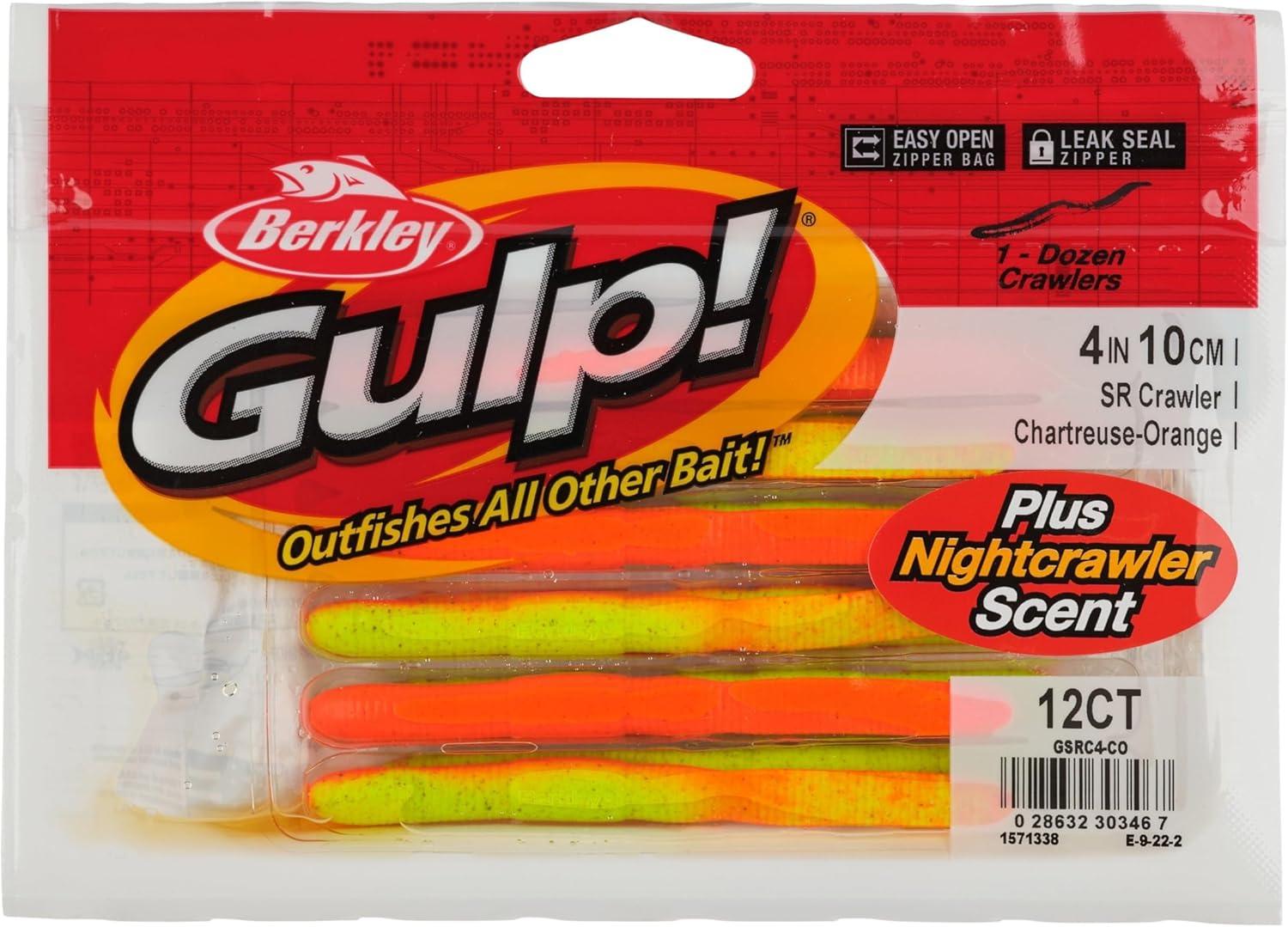 imageBerkley Gulp SR Crawler Fishing Soft BaitChartreuseOrange