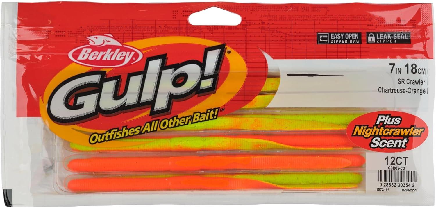 imageBerkley Gulp SR Crawler Fishing Soft BaitChartreuseOrange