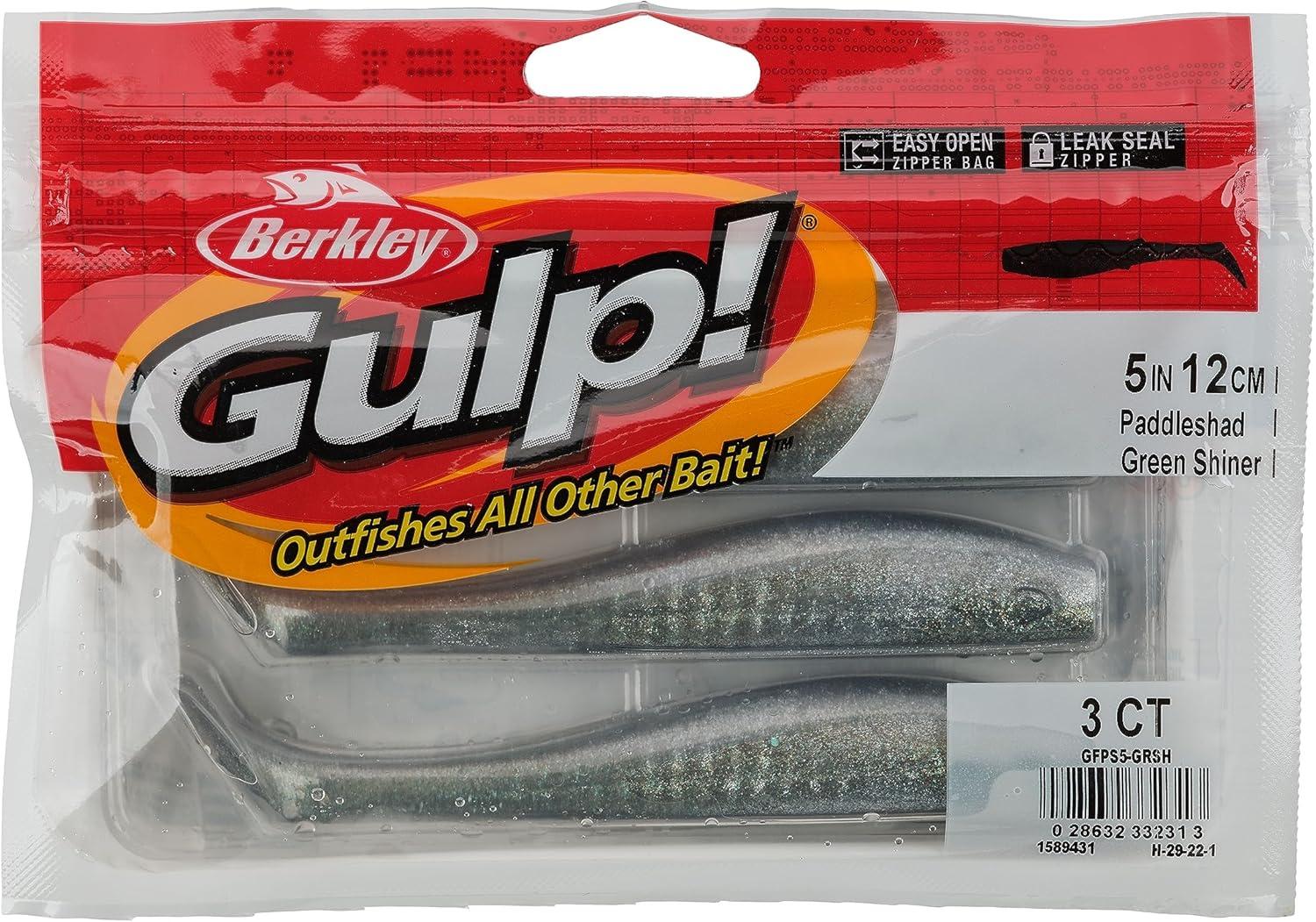 imageBerkley Gulp Paddleshad Fishing Bait Green Shiner 5in Extreme Scent Dispersion Realistic Baitfish Profile Ideal for Bass Trout Walleye Pike and More