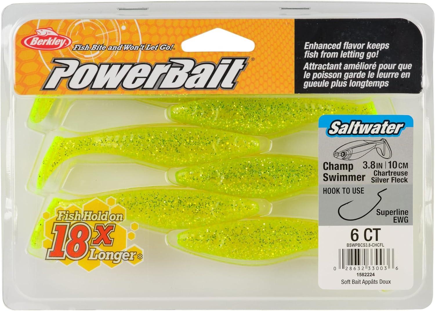 imageBerkley Berkley PowerBait Saltwater The Champ SwimmerChartreuse Silver Flash