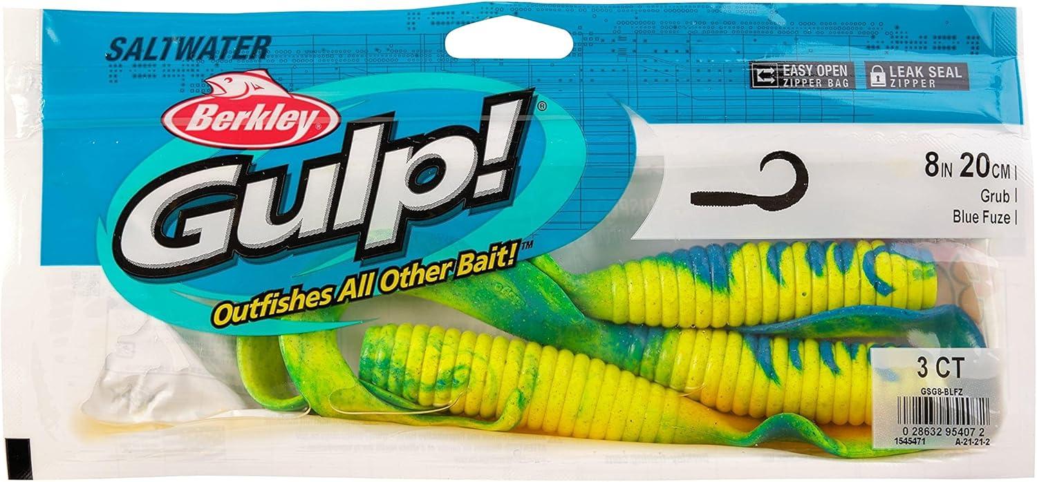 imageBerkley Gulp Grub Saltwater Fishing Soft BaitBlue Fuze