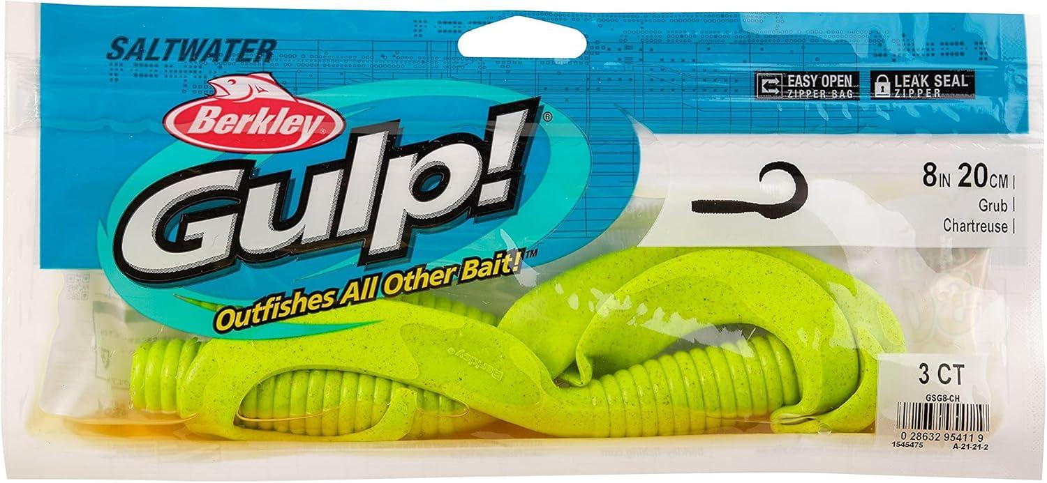 imageBerkley Gulp Grub Saltwater Fishing Soft BaitChartreuse