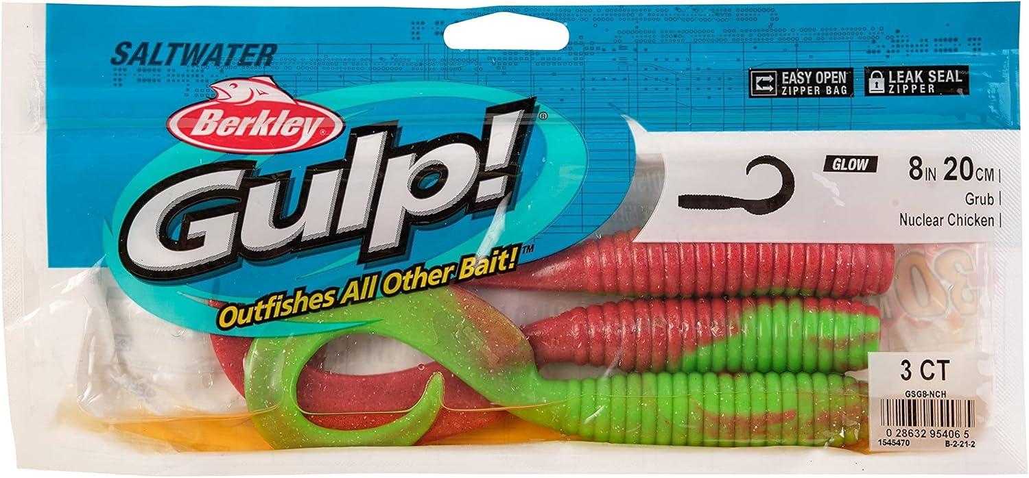 imageBerkley Gulp Grub Saltwater Fishing Soft BaitNuclear Chicken
