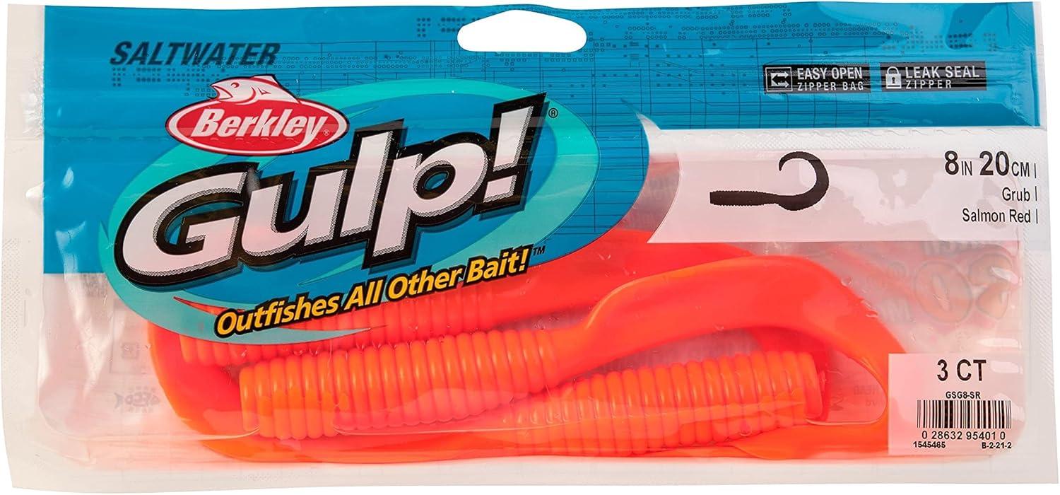 imageBerkley Gulp Grub Saltwater Fishing Soft BaitSalmon Red