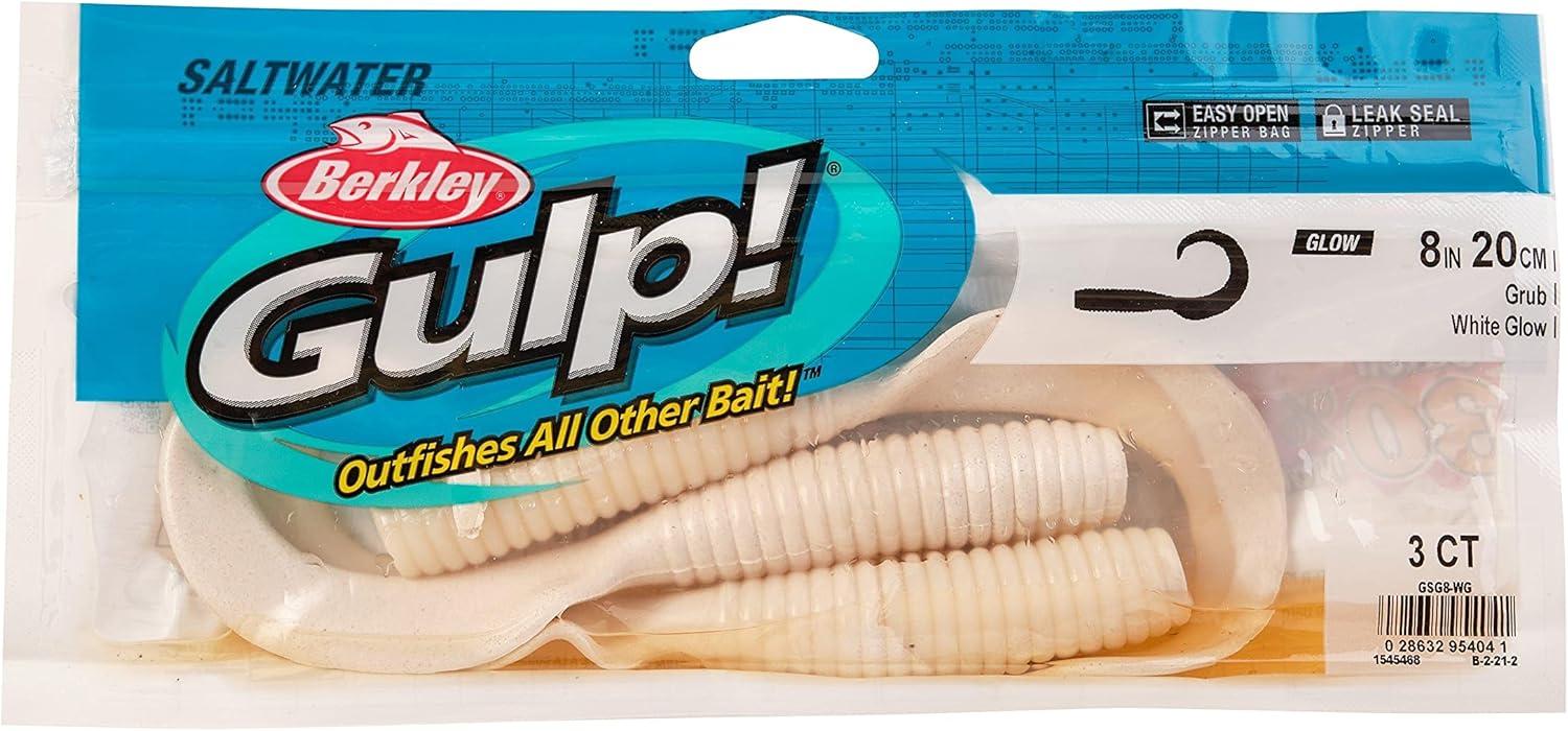 imageBerkley Gulp Grub Saltwater Fishing Soft BaitWhite Glow