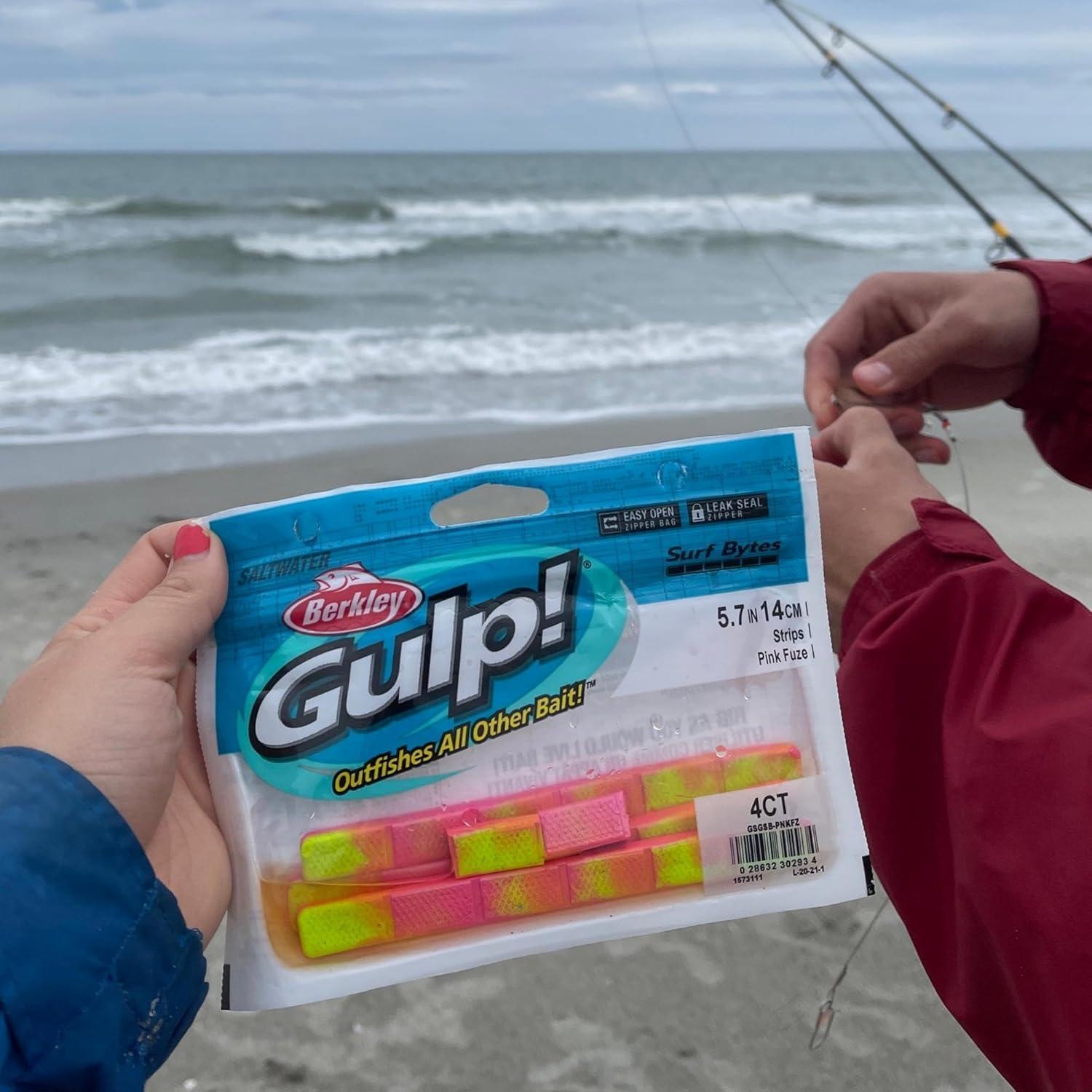 imageBerkley Gulp Surf Bytes Strips Fishing Soft BaitPink Fuze