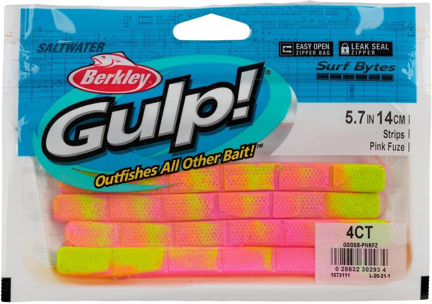imageBerkley Gulp Surf Bytes Strips Fishing Soft BaitPink Fuze