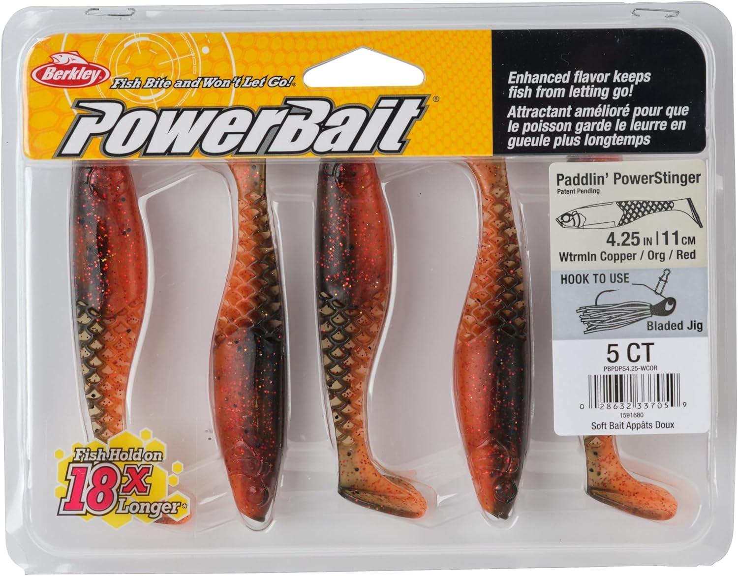 imageBerkley PowerBait Paddlin PowerStinger Fishing Soft BaitWatermelon CopperOrange wRed