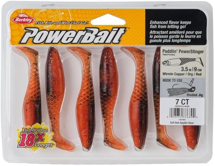 imageBerkley PowerBait Paddlin PowerStinger Fishing Soft BaitWatermelon CopperOrange wRed