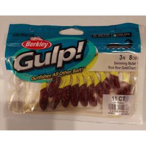 Berkley Gulp! Alive Swimming Mullet Soft Fishing Bait(Root Beer Gold/Chartreuse)