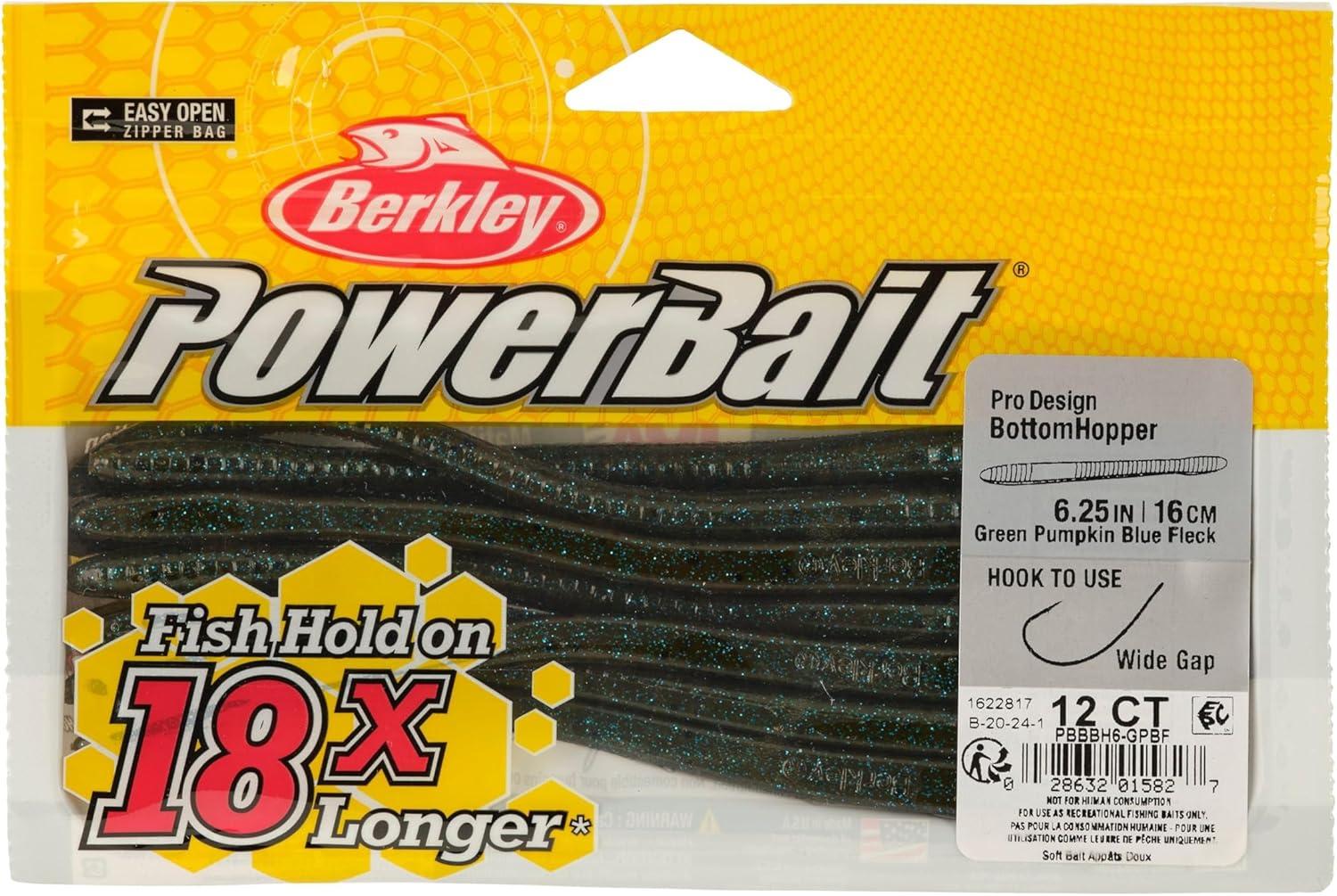 imageBerkley PowerBait Bottom Hopper Fishing Soft BaitGreen Pumpkin Blue Fleck