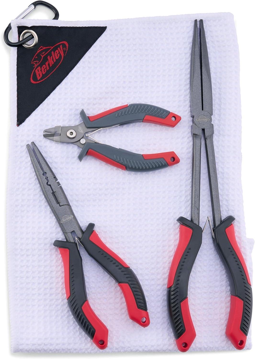 imageBerkley Anglers Essential Plier Kit Includes 11 Berkley XCD Pliers 6 XCD StraightNose Pliers XCD Superline Cutter and Microfiber Towel