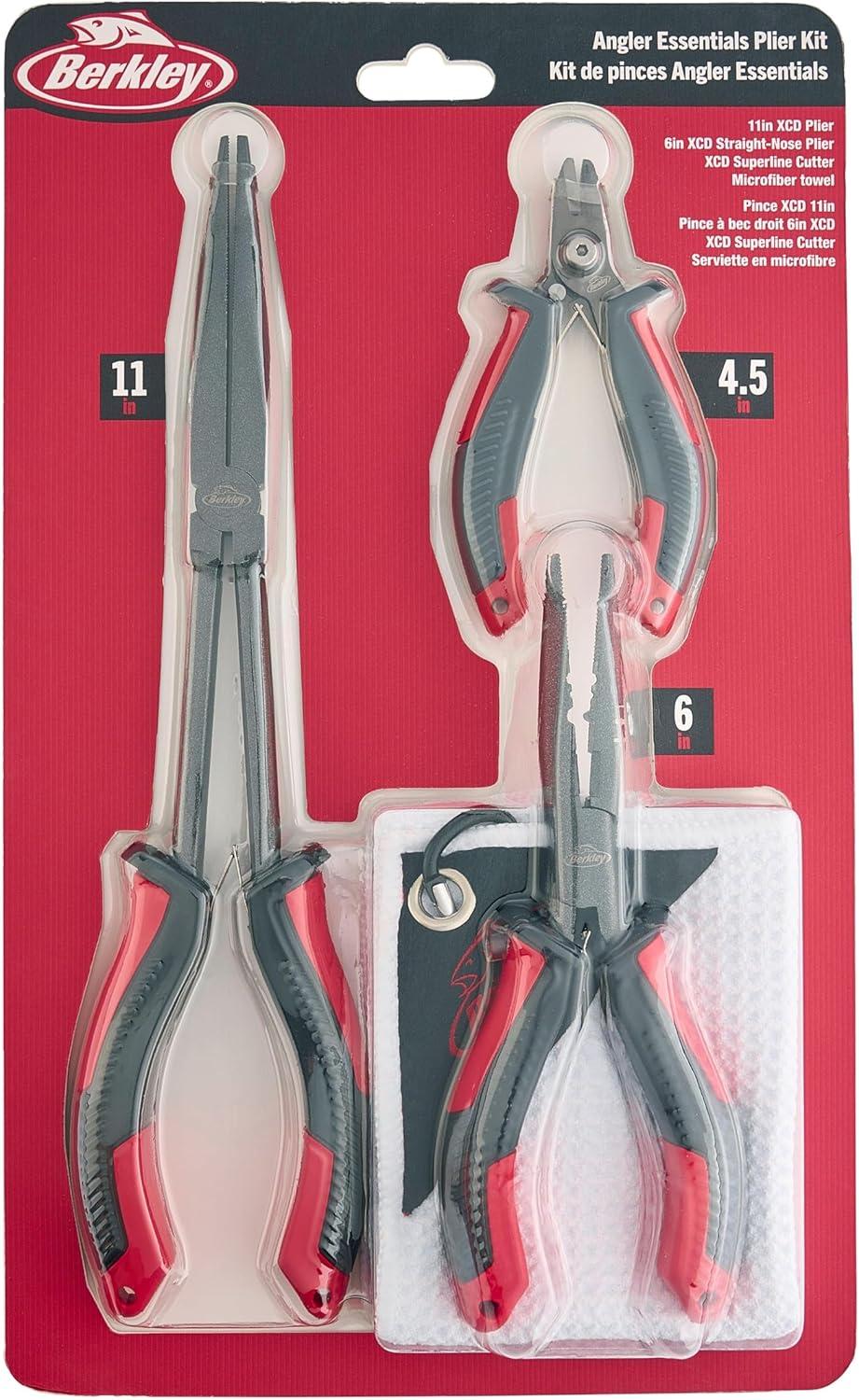 imageBerkley Anglers Essential Plier Kit Includes 11 Berkley XCD Pliers 6 XCD StraightNose Pliers XCD Superline Cutter and Microfiber Towel