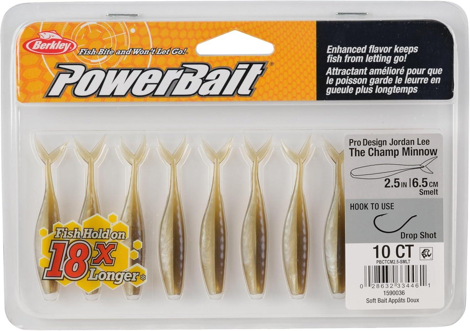 imageBerkley PowerBait The Champ Minnow Fishing Bait HD Emerald Shiner 25in Irresistible Scent and Flavor Ideal for Bass and Walleye
